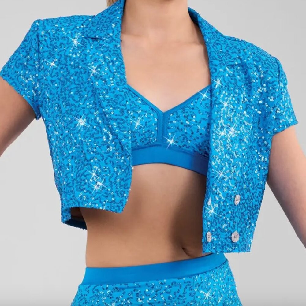 Weissman Mixify Sequin Short Sleeve Blazer, Bra, and Pants size MC Jazz Costume